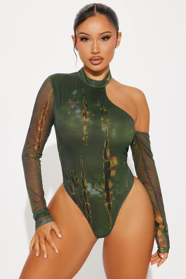 Mood For You Mesh Bodysuit - Olive/combo