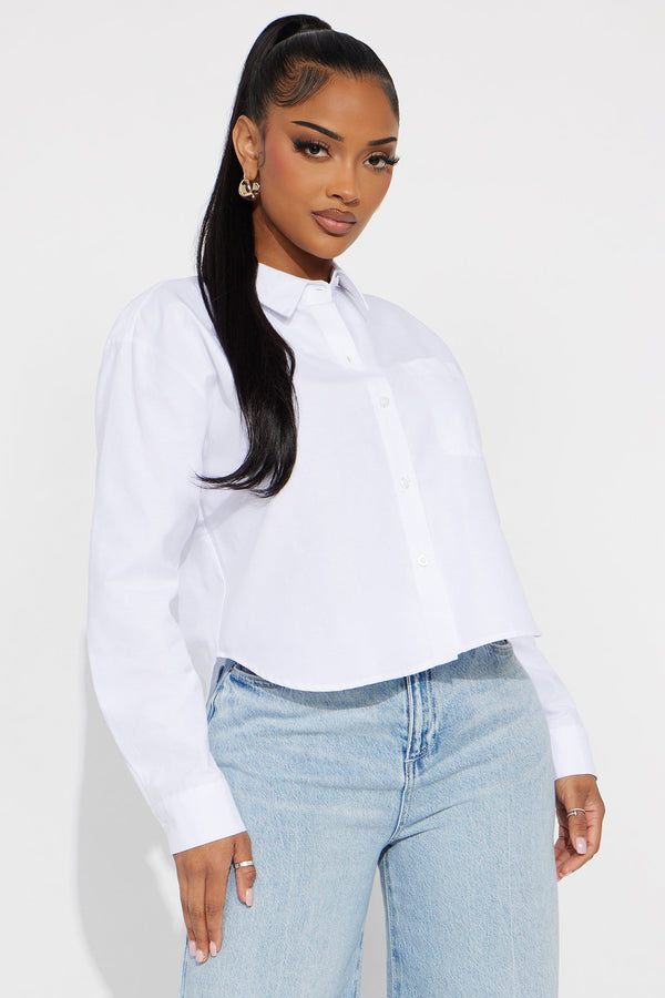 Stay Simple Button Front Shirt - White