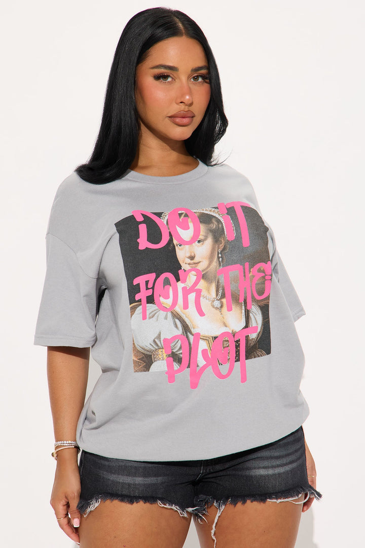 Do It For The Plot Oversized Tee - Charcoal
