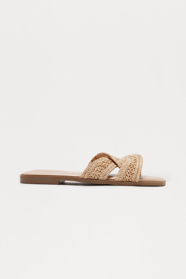 Pebblestone Raffia Sandals - Nude