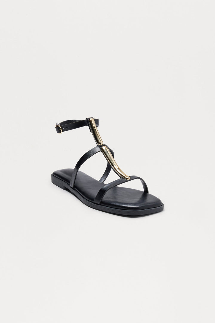 Sandy Serenity Hardware Sandals - Black