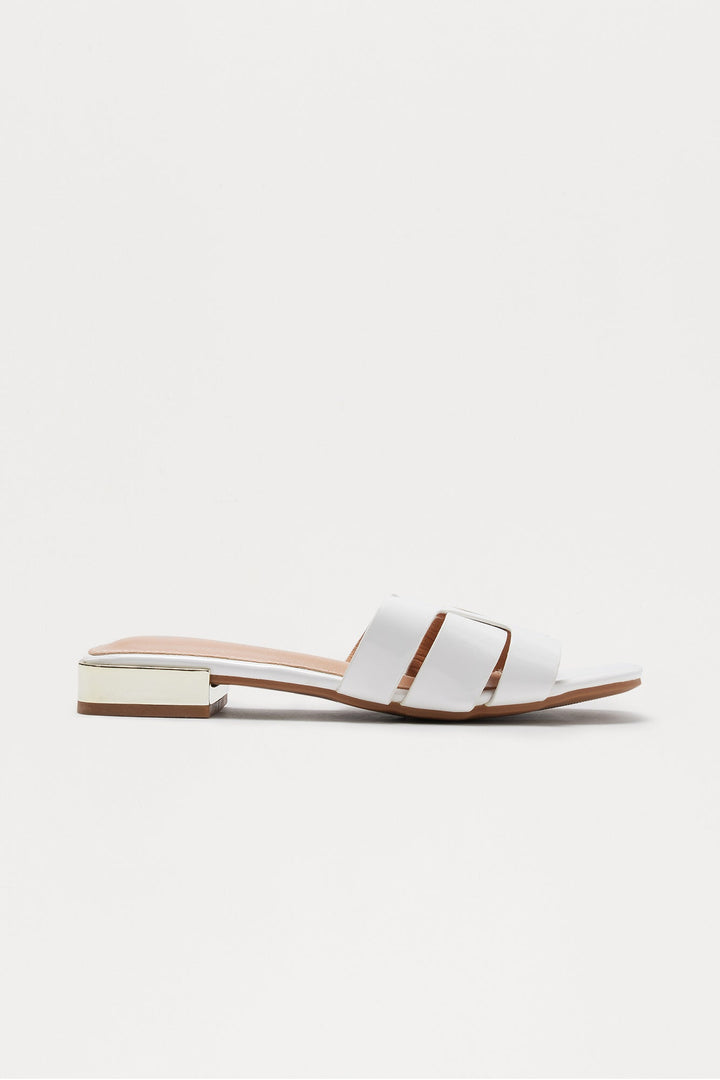 Ways Faux Patent Sandals - White