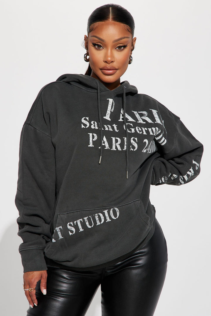 Rue De La Paix Paris Hoodie - Charcoal
