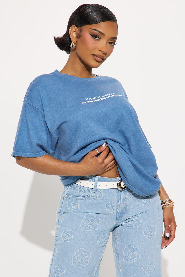 Are You F-In Kidding Me Washed Tee - Navy