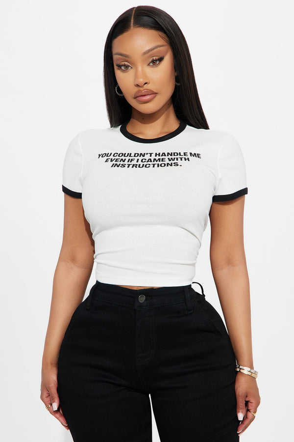 Couldn't Handle Me Baby Tee - White
