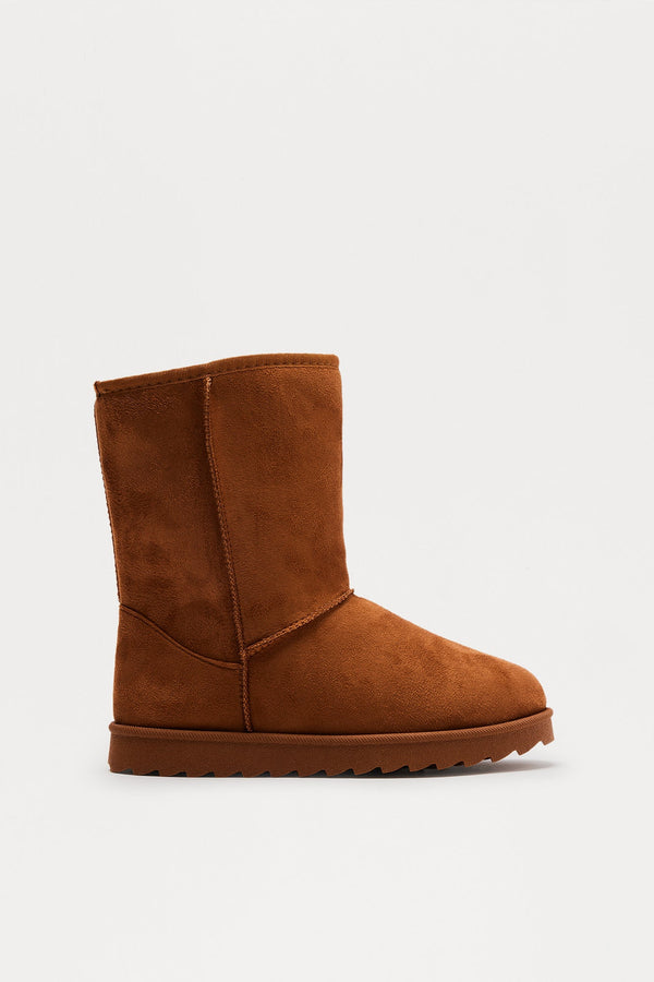 Rami Faux Suede Boots - Chestnut
