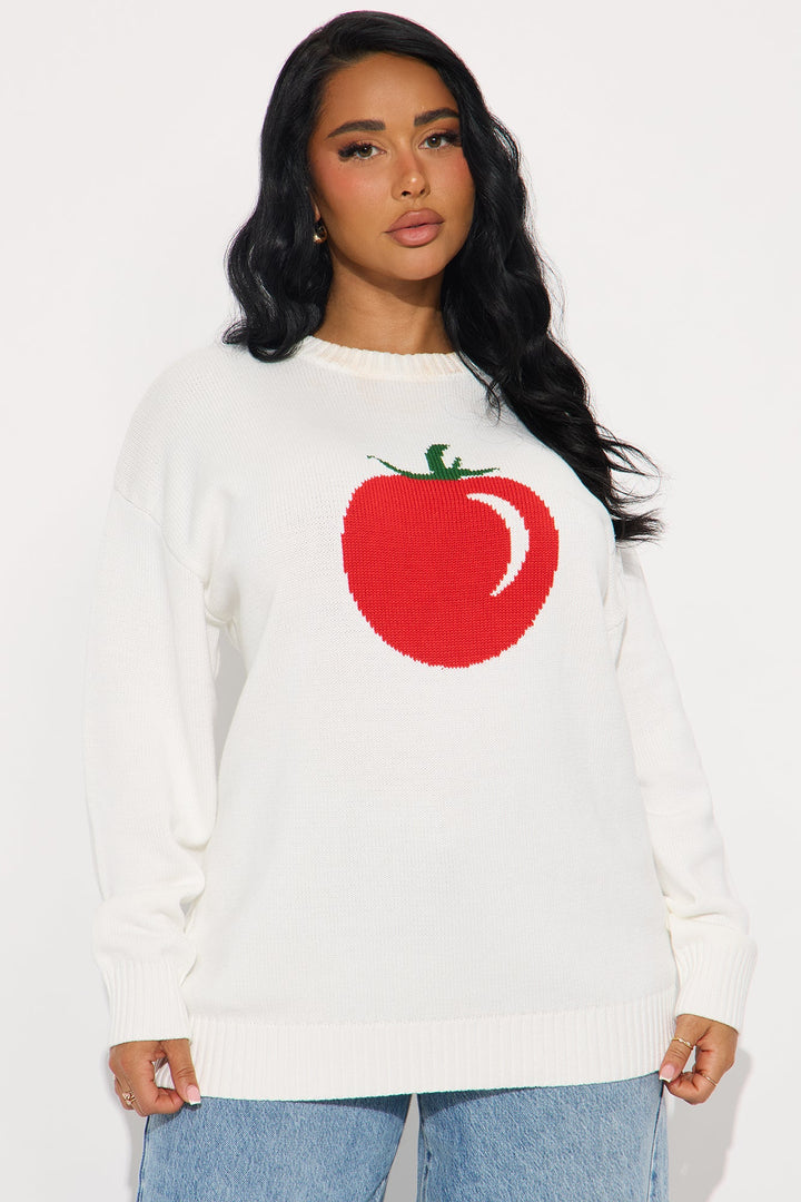 Main Squeeze Tomato Pullover Sweater - White/combo