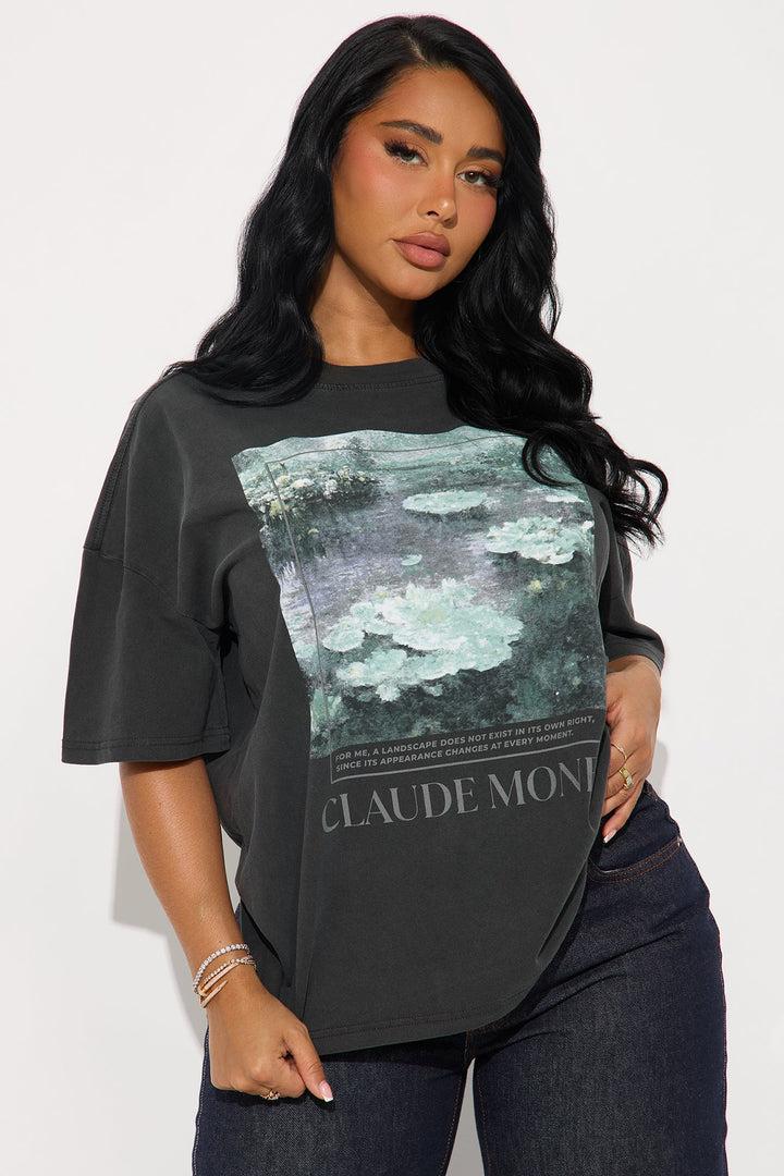 Van Gogh Water Lilies Washed Tee - Black Wash