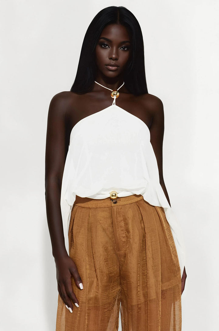 Absolute Perfection Chiffon Halter Top - White