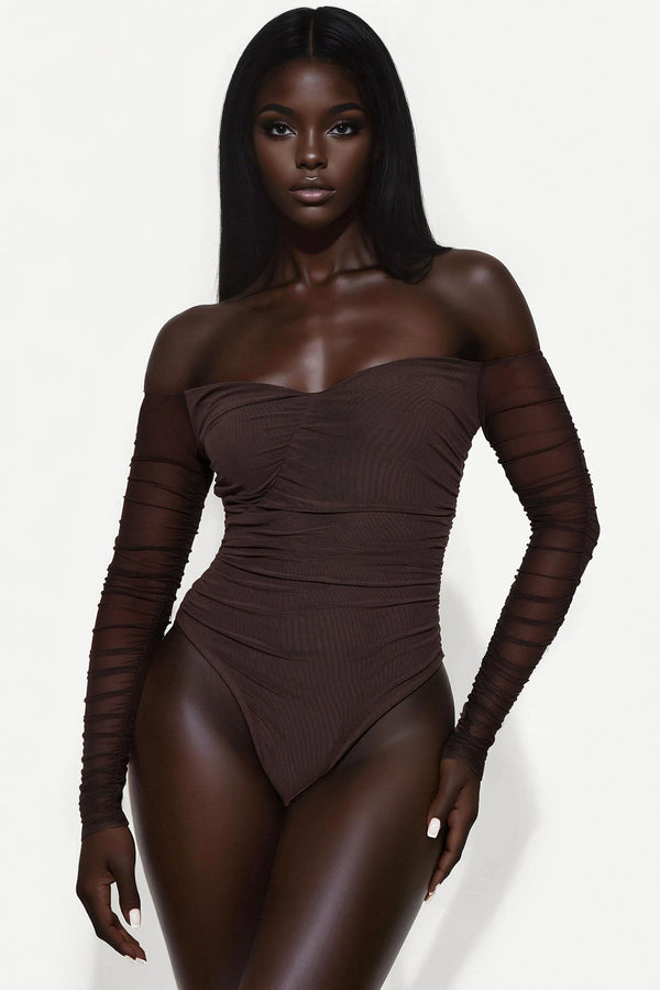 A Hot Mesh Bodysuit - Chocolate