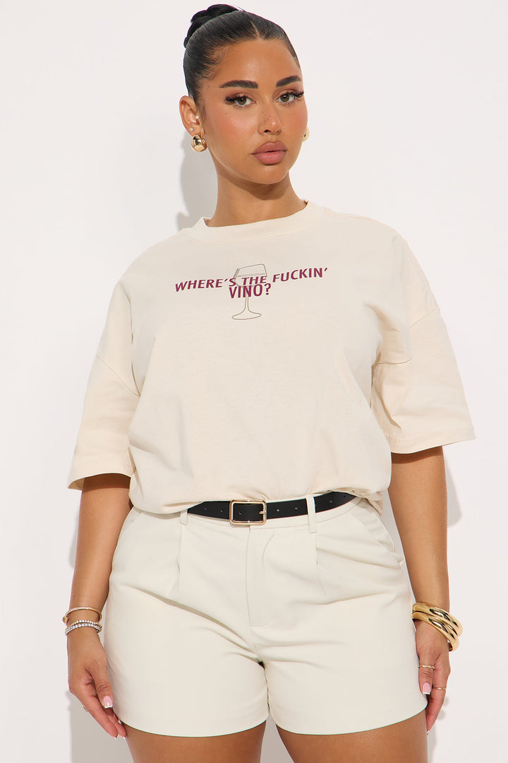 Where's The F In' Vino Washed Tshirt - Off White