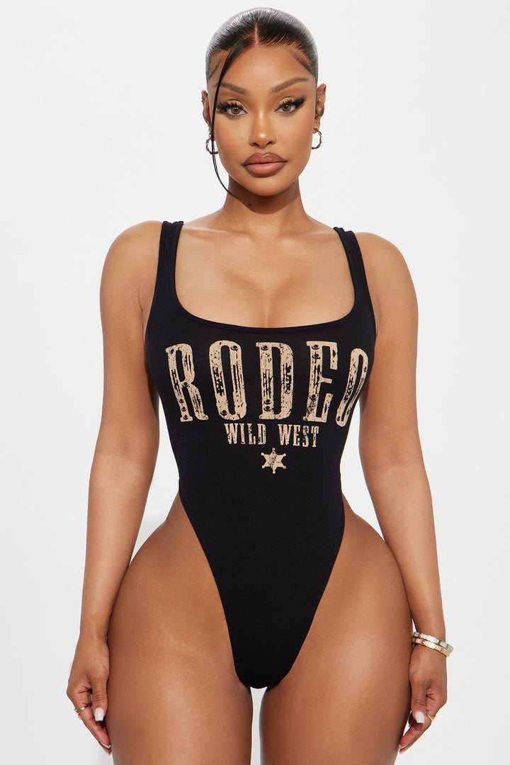 Rodeo Wild West High Cut Bodysuit - Black