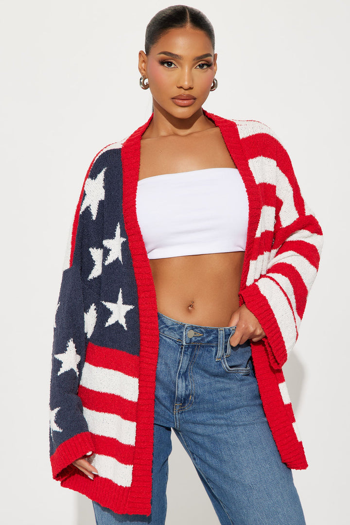 Stars And Stripes Cardigan - Red/combo