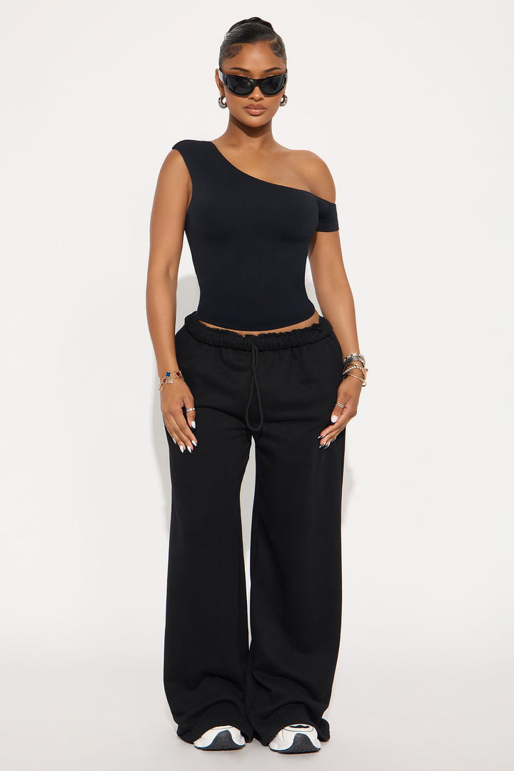 Second Skin Double Lined Off Shoulder Top - Black