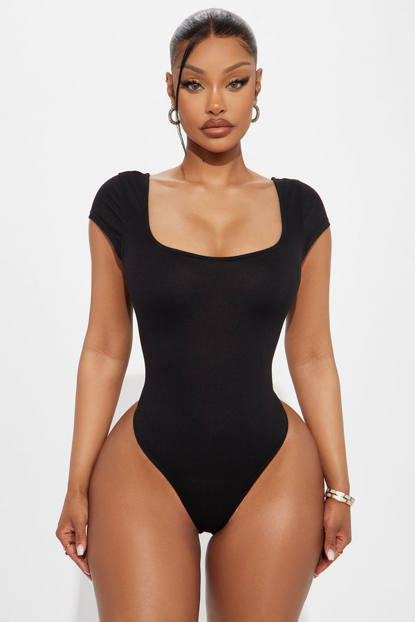 Jenna Square Neck Bodysuit - Black