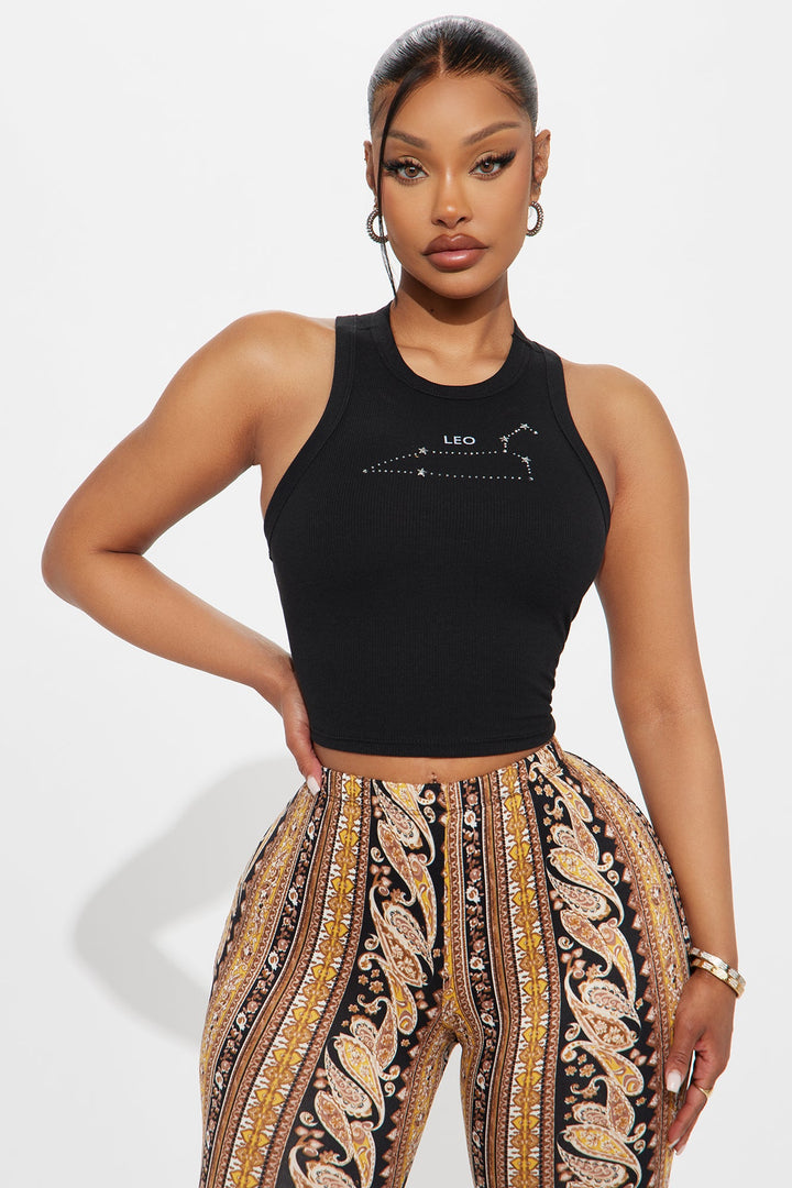 Leo Season Ribbed Tank Top - Black