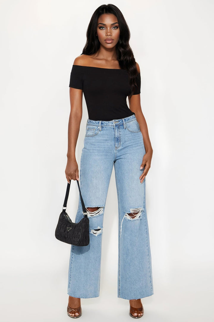 Tall Tough Love Baggy Ripped Straight Leg Jean - Medium Wash