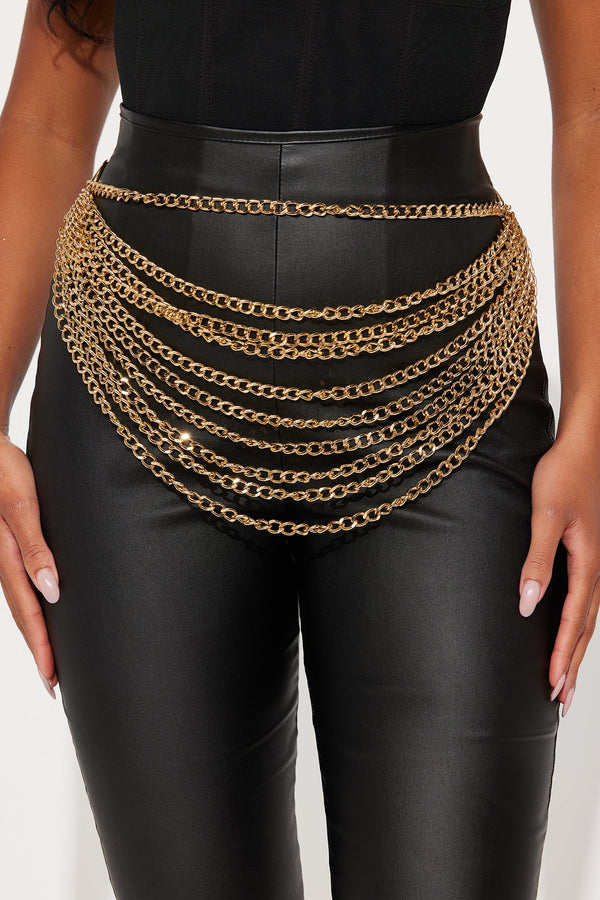 Side To Side Layered Chain Belt - Gold