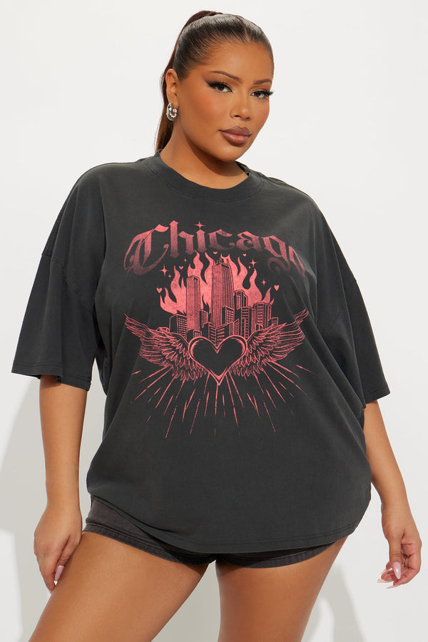 Love For Chicago Washed Tee - Black Wash