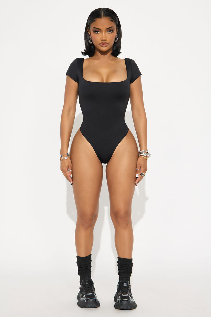 Contour Double Lined Square Neck Bodysuit - Black