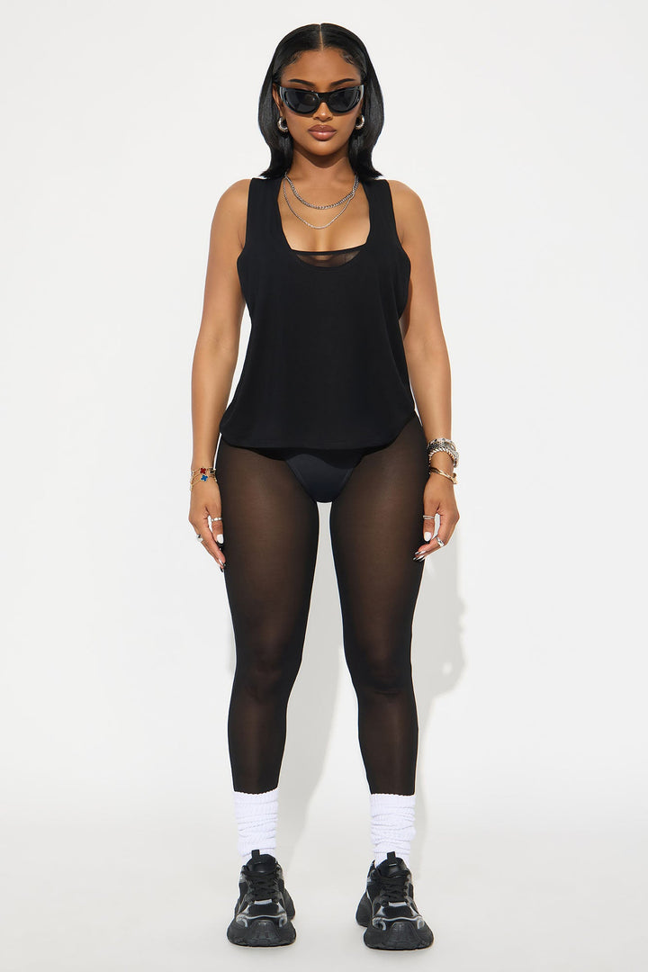 Modal Loose Tank Top - Black