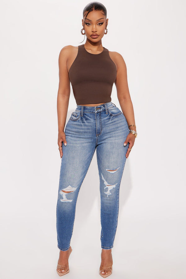 Azura High Rise Ripped Skinny Jeans - Medium Wash