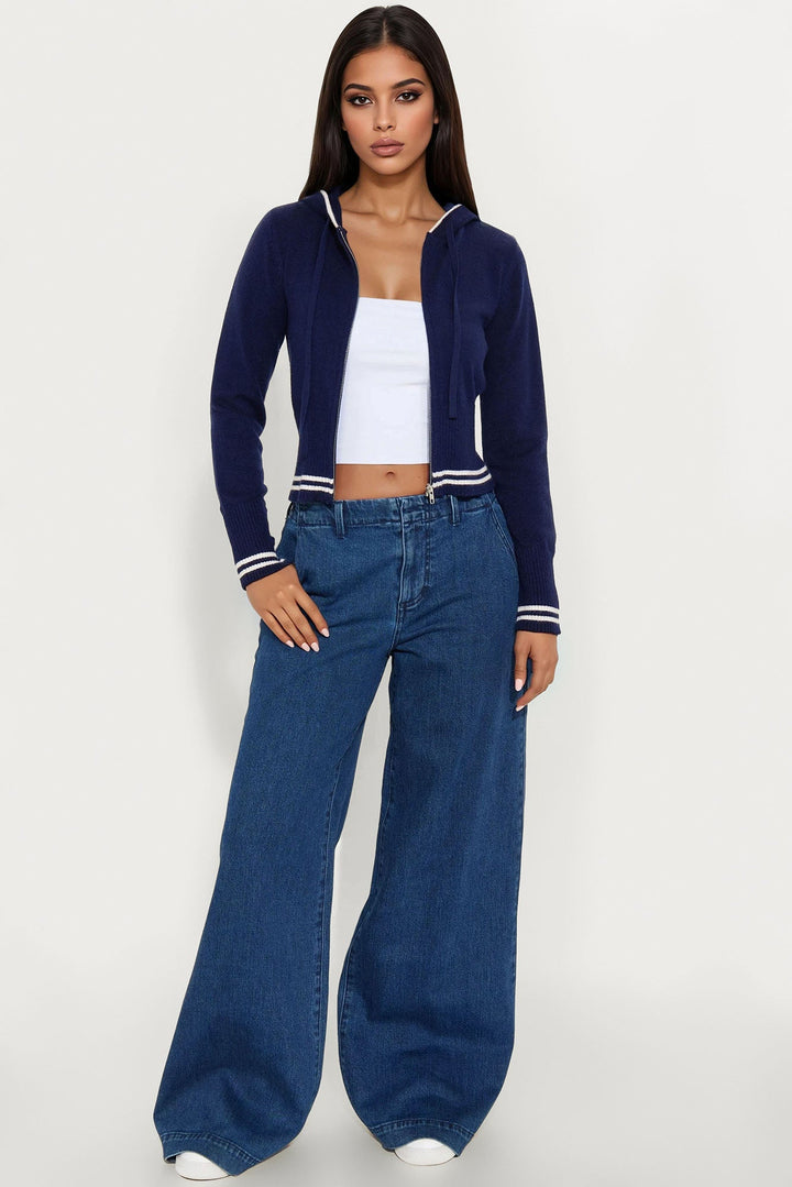 City Chic Trouser Wide Leg Jeans - Dark Wash