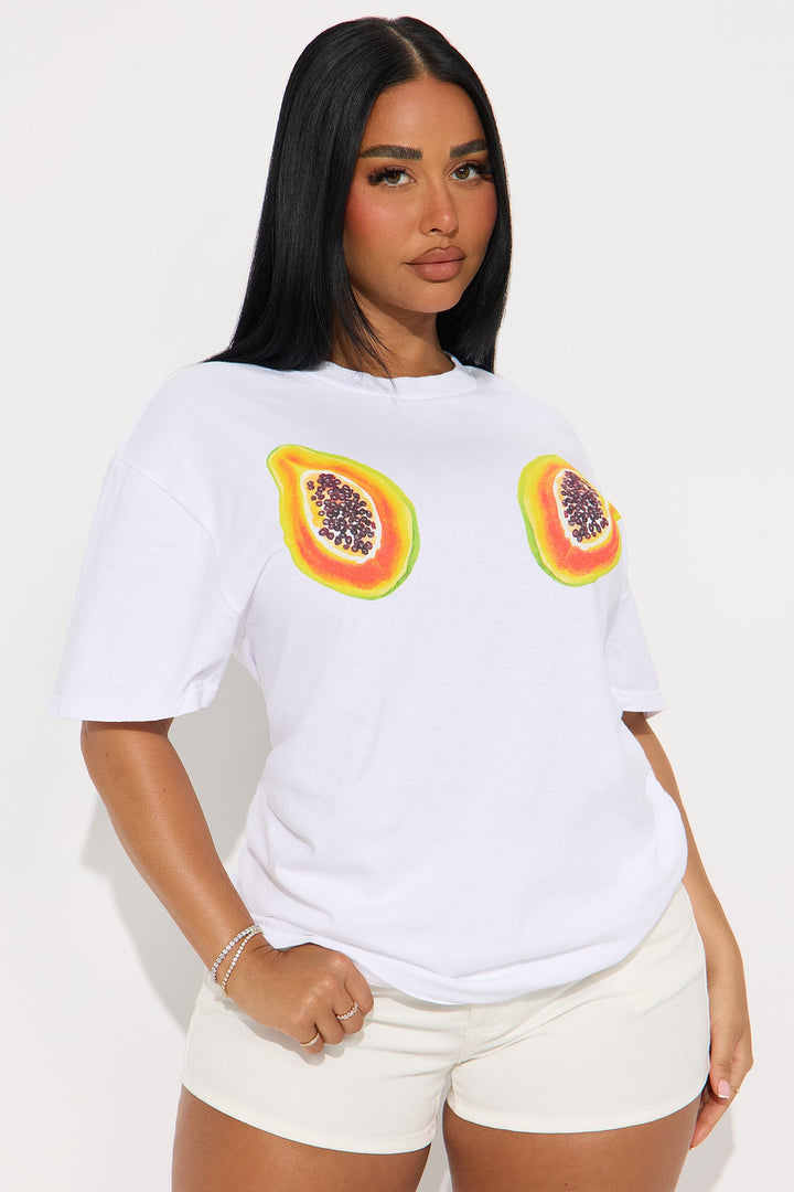 Papaya Summer Washed Oversized Tee - White