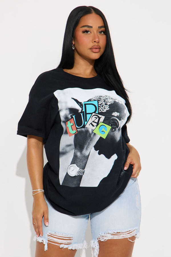 Tupac Only God Can Judge Me Oversized Tee - Black