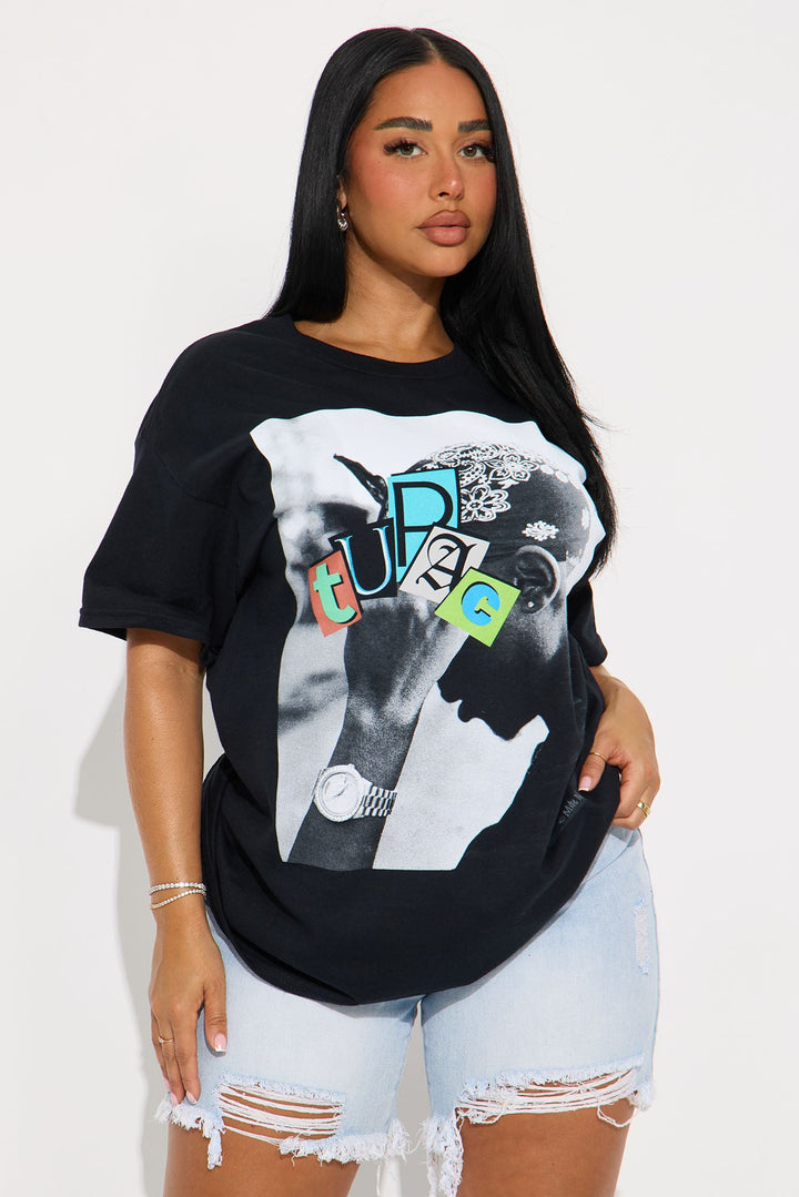 Tupac Only God Can Judge Me Oversized Tee - Black