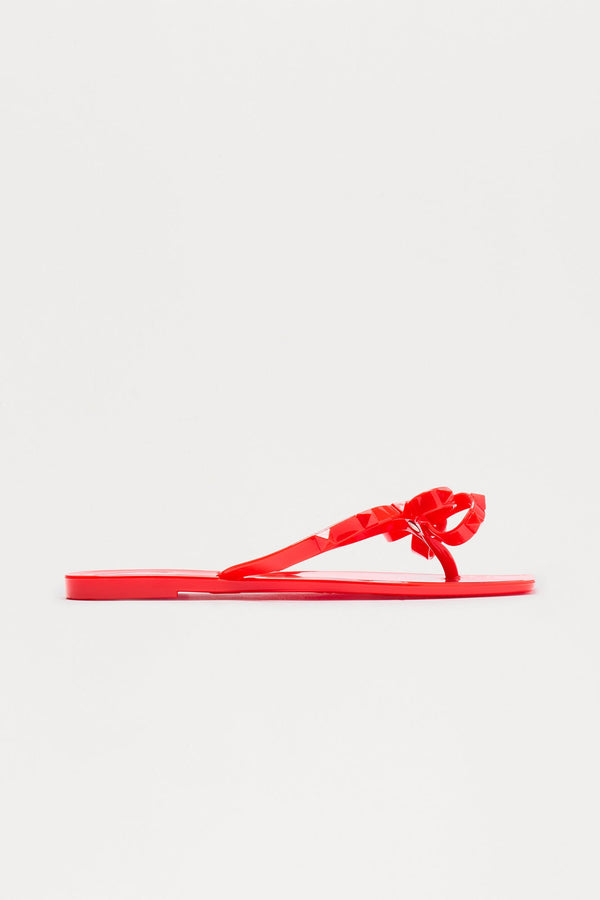 Vallie Bow Flip Flops - Red