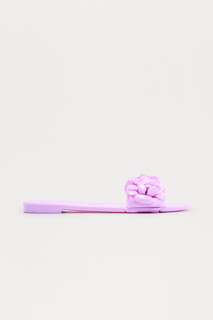 Bryna Flower Slip On Sandals - Lavender