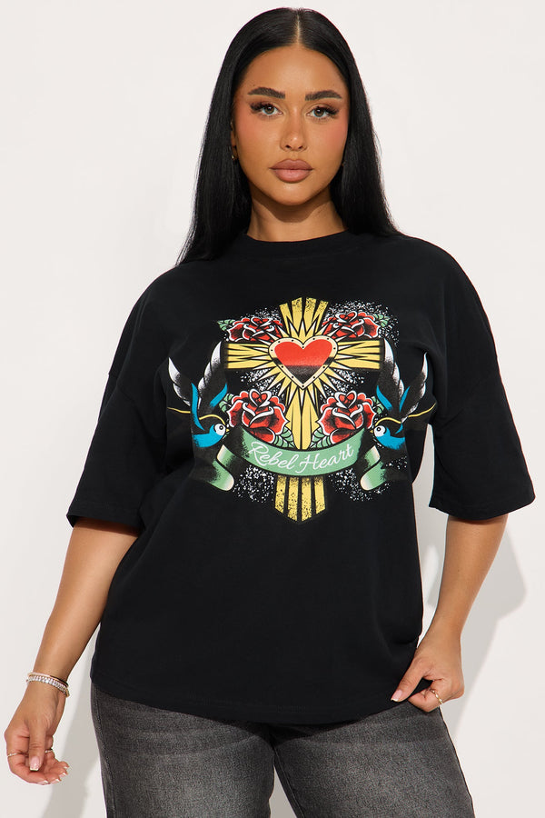 Rebel Hearts Washed Tee - Black
