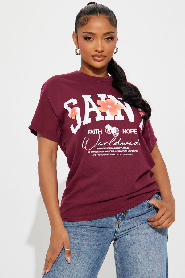Saint Faith And Hope Worldwide Vintage Washed Tee - Burgundy