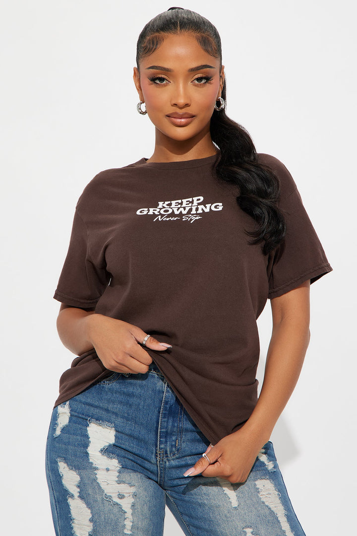 Keep Growing Vintage Washed Tee - Brown