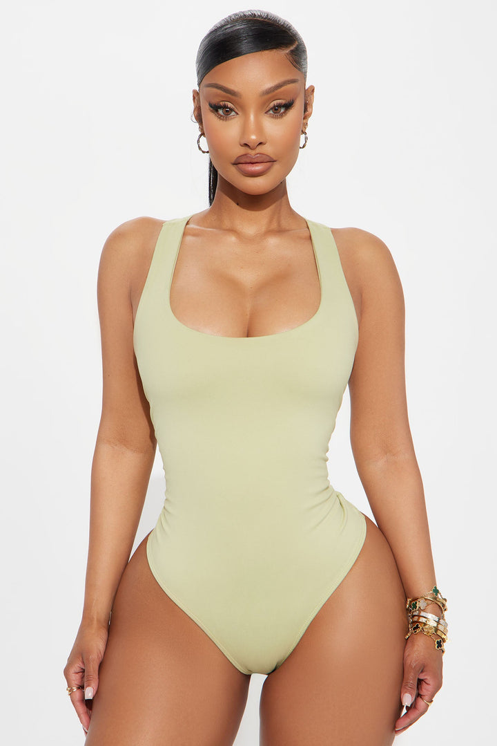 Sarafiena Double Lined Scoop Neck Bodysuit - Sage