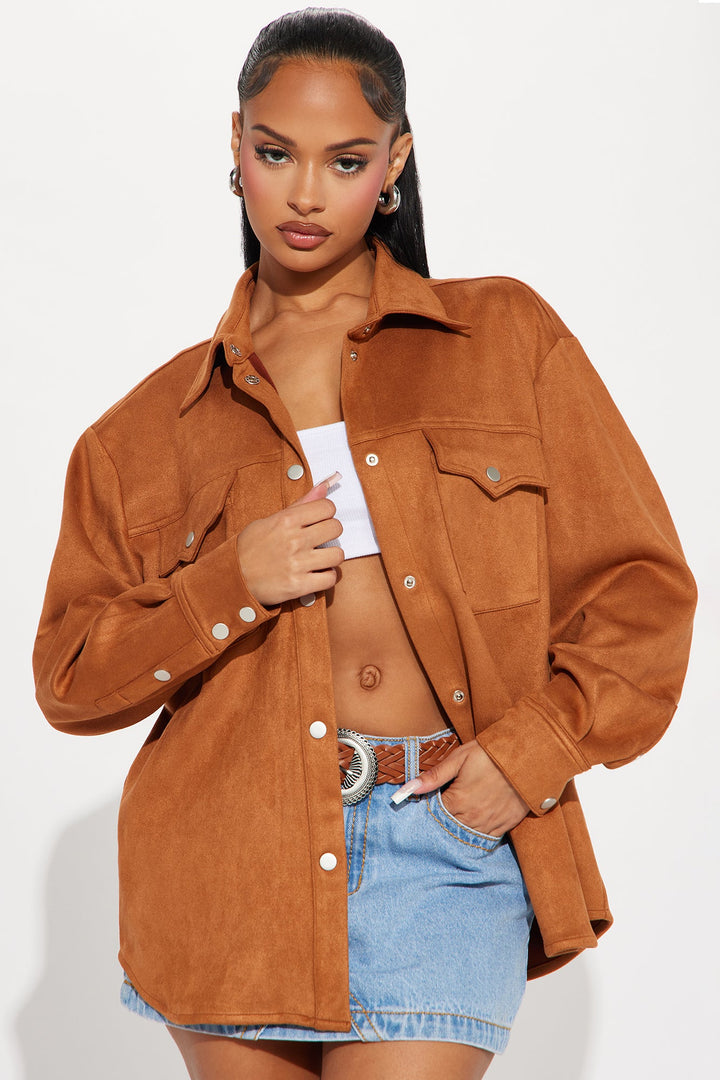 Presley Faux Suede Shirt - Camel