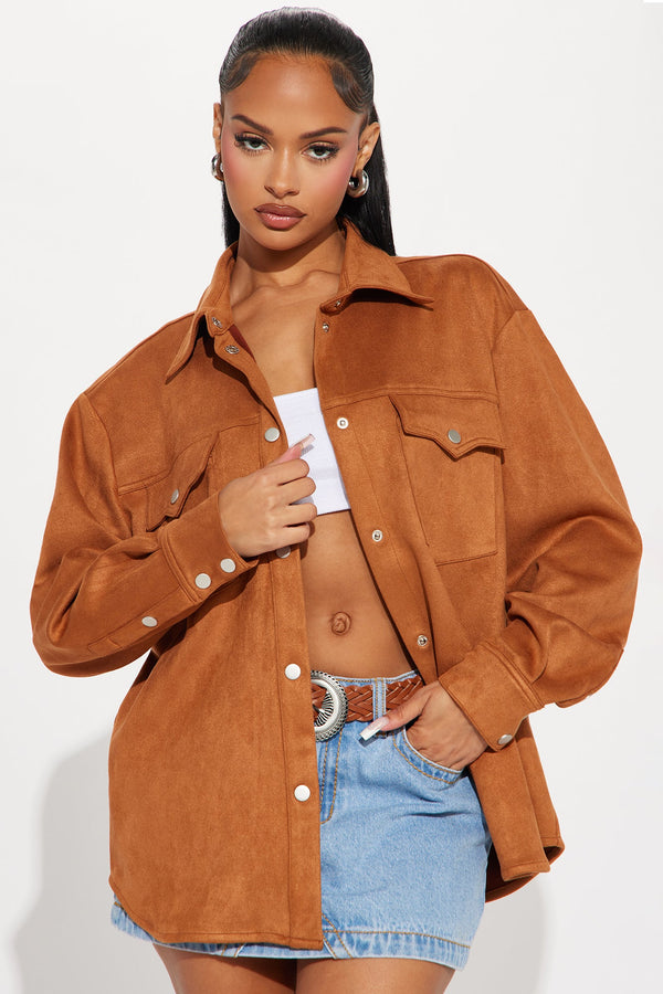 Presley Faux Suede Shirt - Camel
