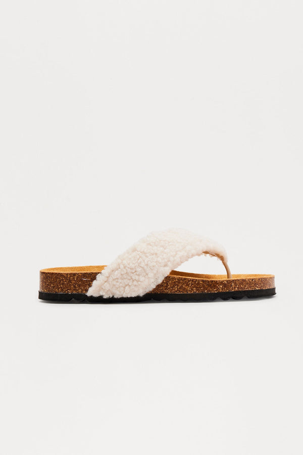 Keanu Sherpa Flip Flops - Cream