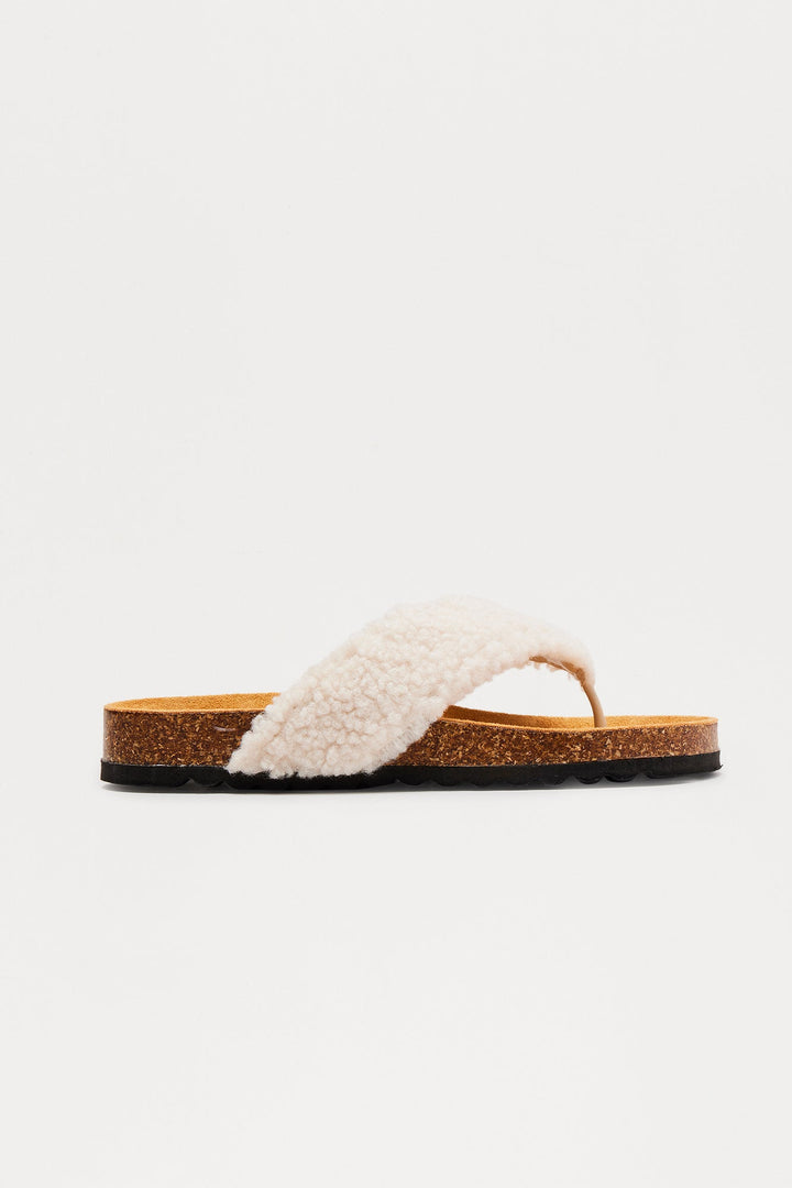 Keanu Sherpa Flip Flops - Cream