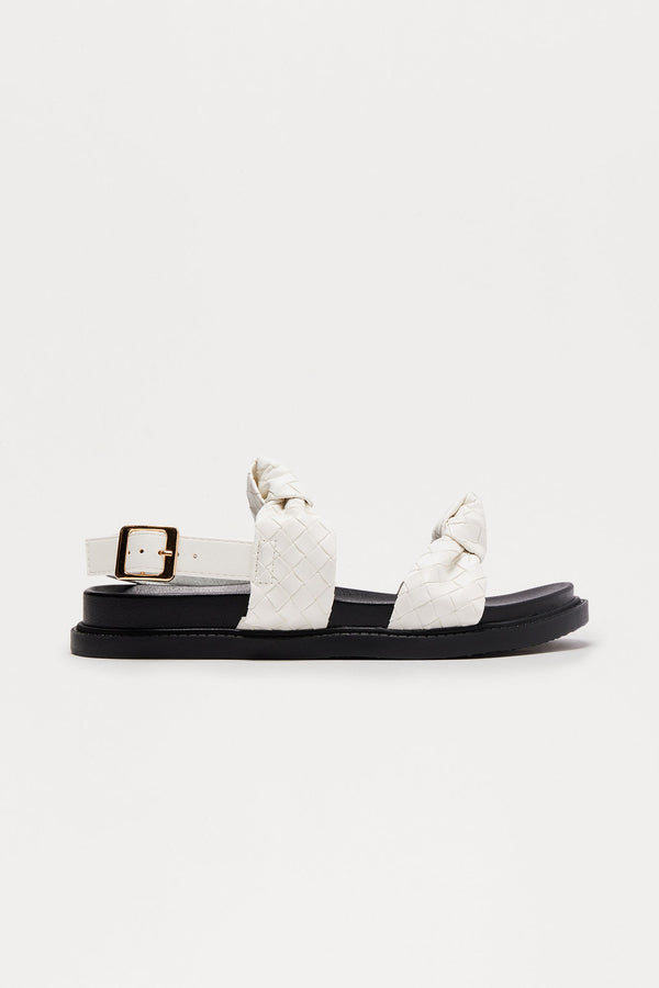 Russ Woven Faux Leather Slides - White
