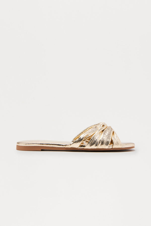 Maddie Knotted Strap Sandals - Gold