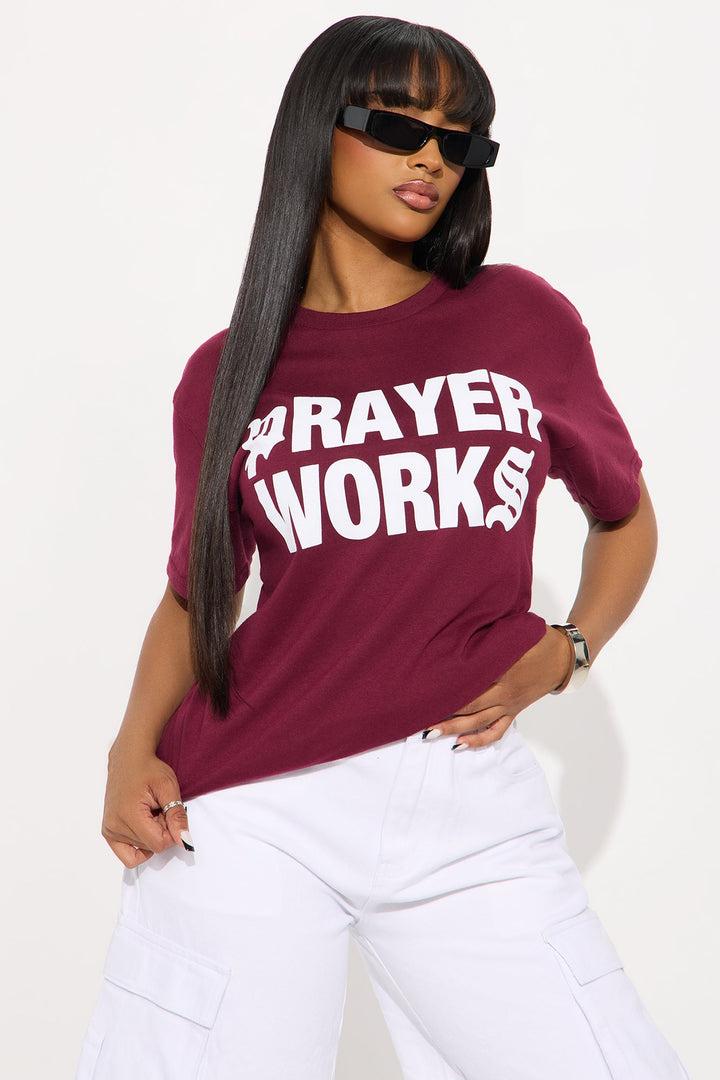 Prayer Works Oversized Tee - Burgundy