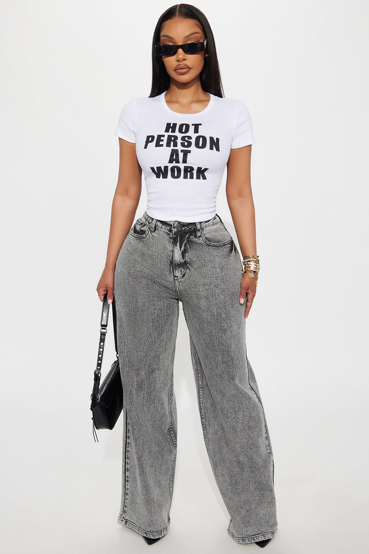 Zora Acid Wash Wide Leg Jeans - Acid Wash Grey