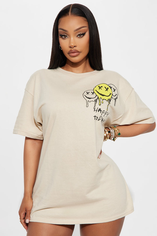 Happy Happy Today Tee  - Sand