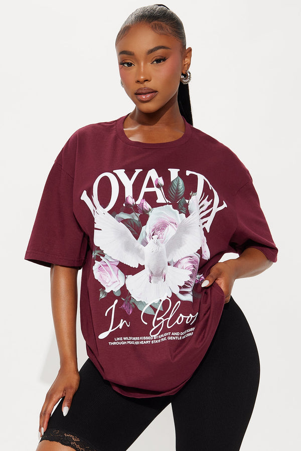 Loyalty In Bloom Tee  - Burgundy