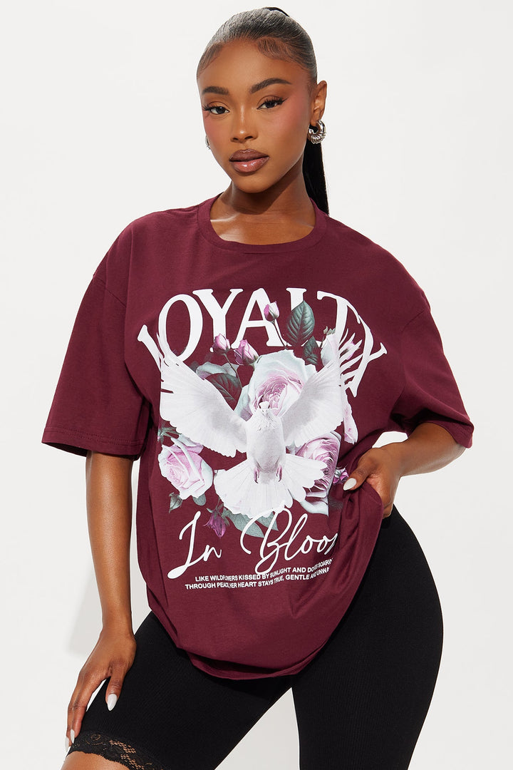 Loyalty In Bloom Tee  - Burgundy