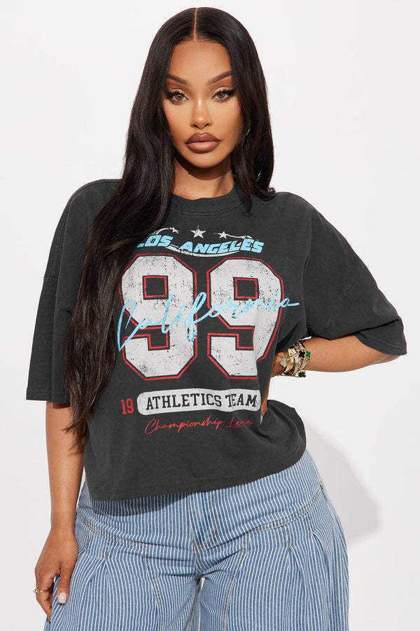 99 California Team Washed Cropped Tee - Black Wash