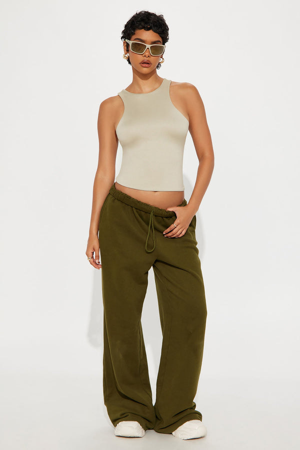 Contour Double Lined High Neck Tank Top - Stone