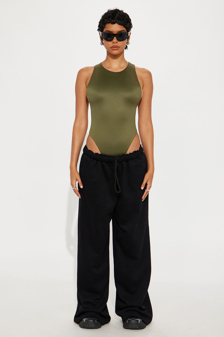 Contour Double Lined Scoop Neck Bodysuit - Military Green